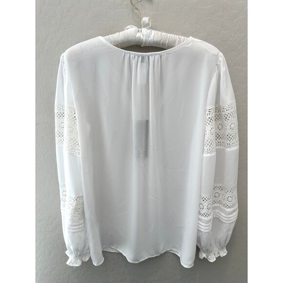 JOSEPH RIBKOFF White Lace Sleeve Blouse Boho Feminine Romantic Top NWT | Size 6 - Picture 5 of 8